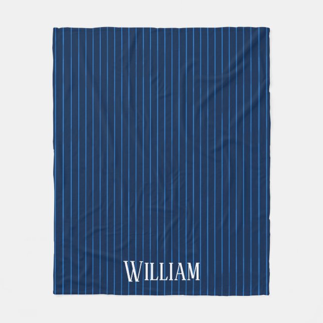 Cobertor De Velo pinstripes azuis personalizadas do marinho (Frente)