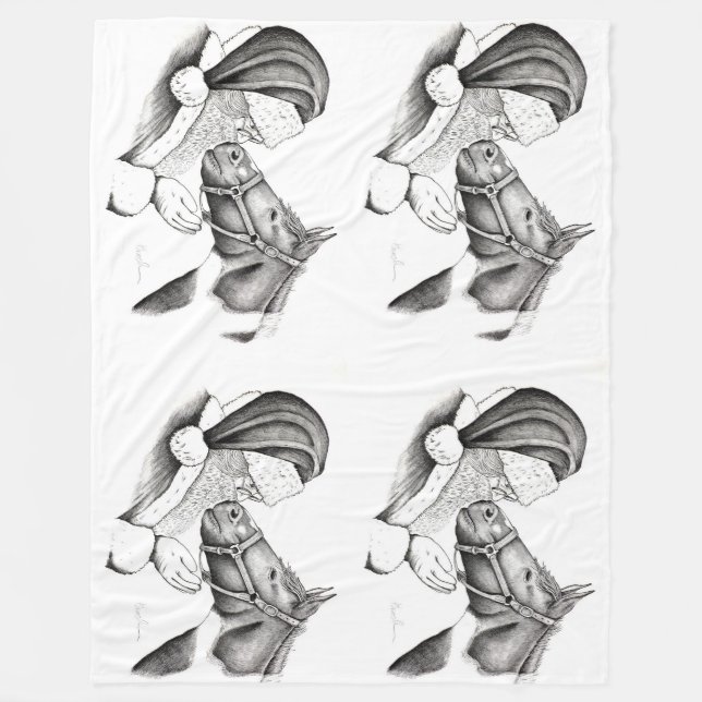 Cobertor De Velo Pinto Cavalo e Papai Noel (Frente)