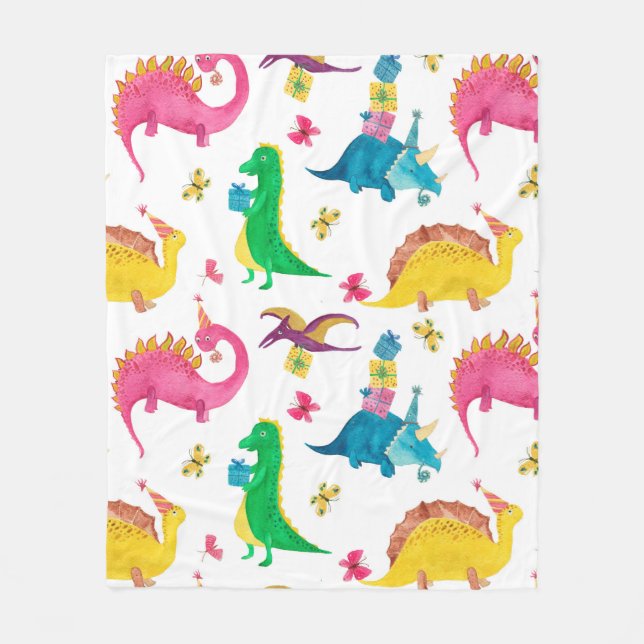 Cobertor De Velo Pintor de aquarelas com padrão uniforme com dinoss (Frente)