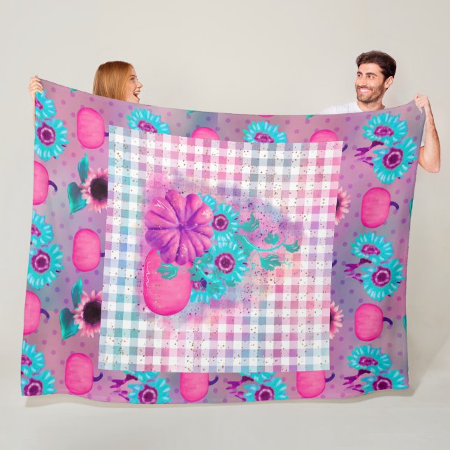 COBERTOR DE VELO PINTOS BRILHANTES FALHADOS E FLORES AQUA (In Situ)