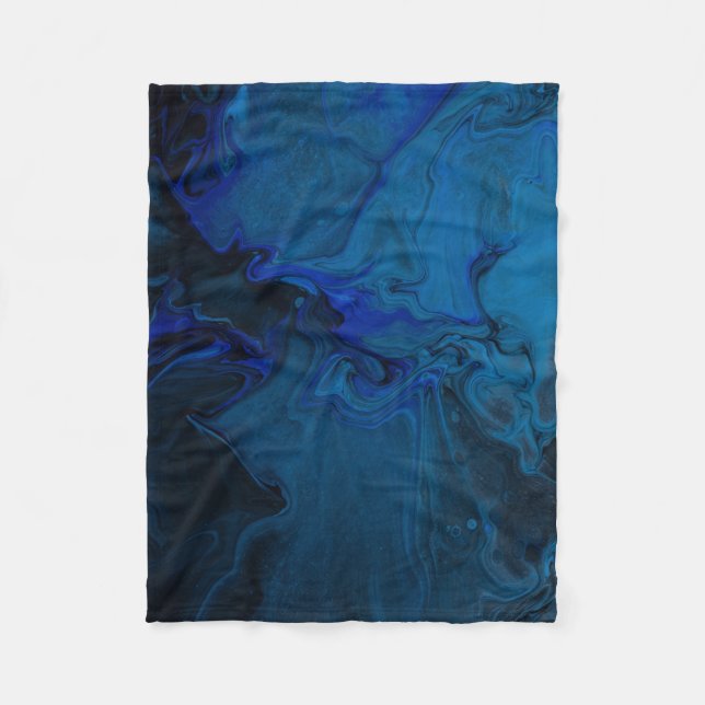 Cobertor De Velo Pintura abstrato azul e preta (Frente)