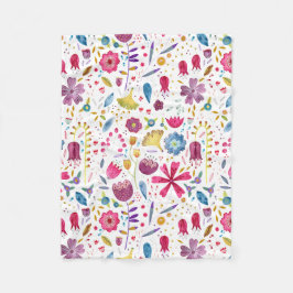 Cobertor De Velo Pintura Botânica De Flores Selvagens De Aquarela