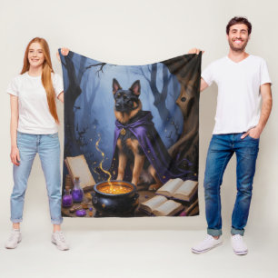 Cobertor De Velo Pintura Caprichosa de Halloween com Cão Malinois B