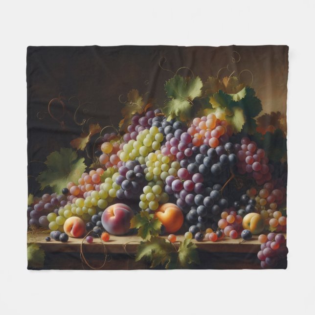 Cobertor De Velo Pintura com vida estática de Frutas e uvas (Frente (Horizontal))