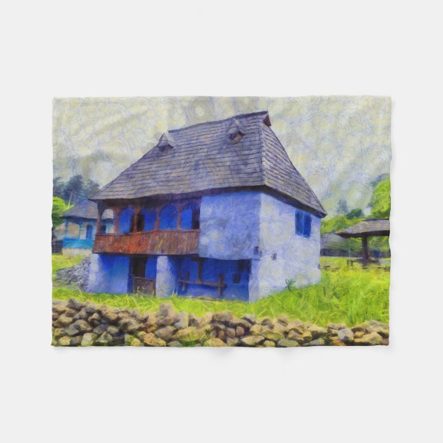 Cobertor De Velo Pintura da casa azul (Frente (Horizontal))