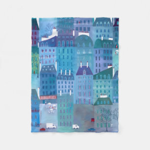 Cobertor De Velo Pintura da paisagem urbana de Paris em Azul