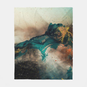 Cobertor De Velo Pintura de abstrato azul e castanho