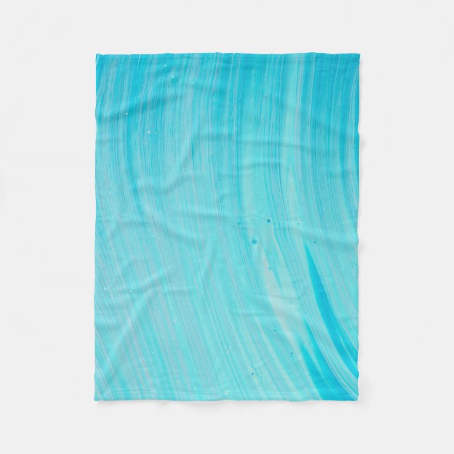 Cobertor De Velo Pintura de abstrato branco e azul (Frente)