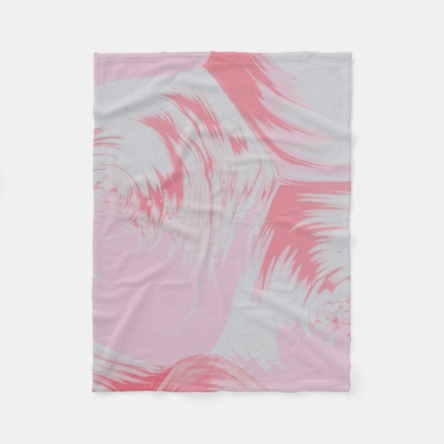Cobertor De Velo Pintura de abstrato branco e rosa (Frente)