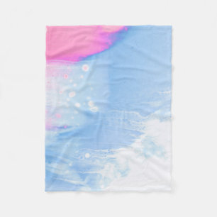 Cobertor De Velo Pintura de abstrato cor branca e rosa azul