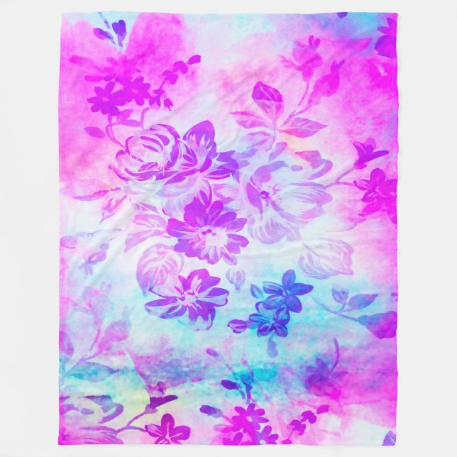 Cobertor De Velo Pintura de Aquarelas Floral (Frente)