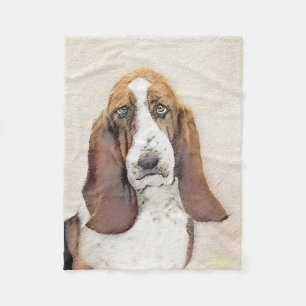 Cobertor De Velo Pintura de Basset Hound - Arte Original de Cachorr