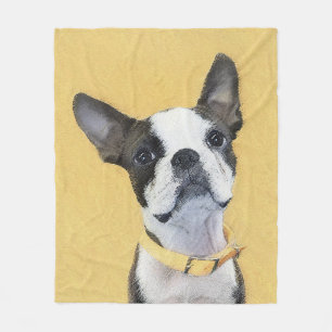 Cobertor De Velo Pintura de Boston Terrier - Arte de Cão Original 