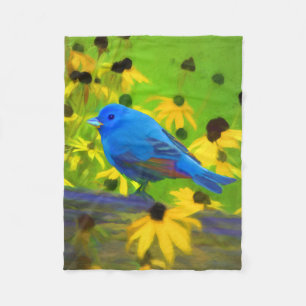 Cobertor De Velo Pintura de Bunting Indigo - Arte de Pássaro Origi