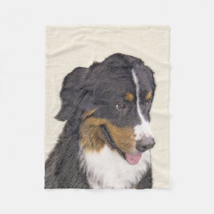 Cobertor De Velo Pintura De Cão Da Montanha Bernese - Arte Origina