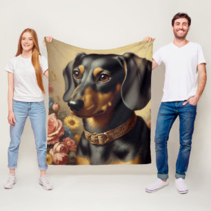 Cobertor De Velo Pintura de Dachshund em Cute Vintage