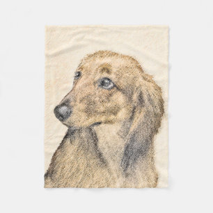 Cobertor De Velo Pintura de Dachshund (Longhaired) - Arte de Cão O
