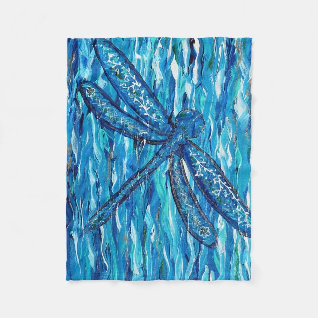Cobertor De Velo Pintura de Dragonfly Azul (Frente)