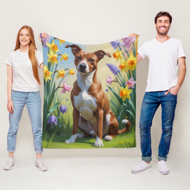 Cobertor De Velo Pintura de Flores de Primavera do Cão Basenji  (In Situ)