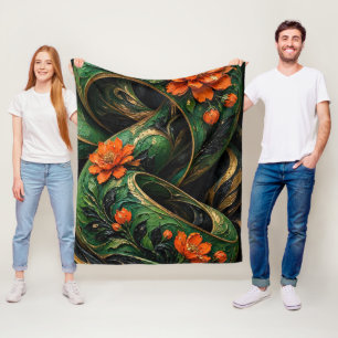 Cobertor De Velo Pintura de Flores em Espiral com Impasto, Fita Tor