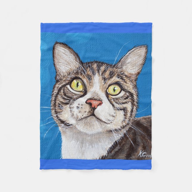 Cobertor De Velo Pintura de Gato Listrado (Frente)