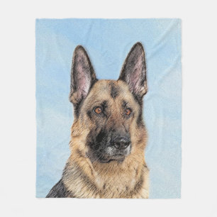Cobertor De Velo Pintura de German shepherd - Arte de Cachorro Orig