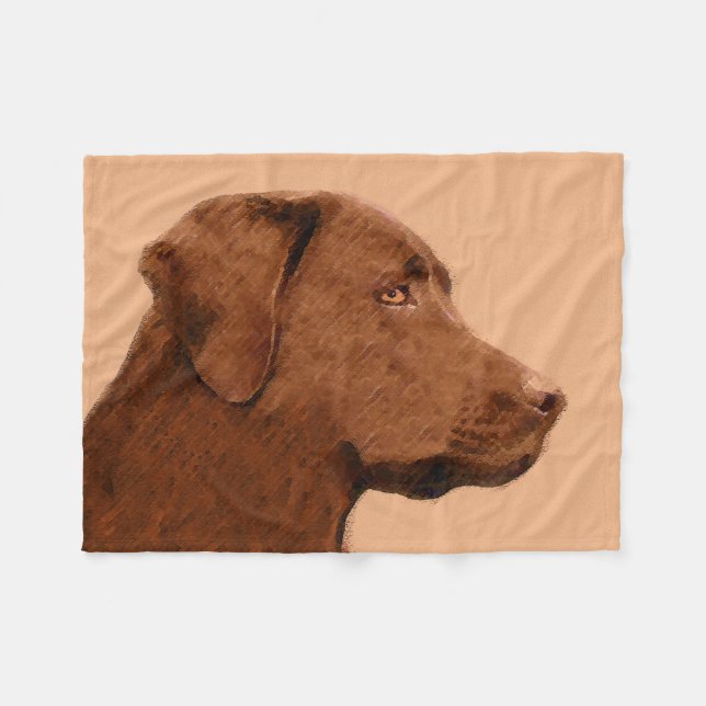 Cobertor De Velo Pintura de Labrador Retriever (Chocolate) - Arte C (Frente (Horizontal))