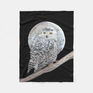 Cobertor De Velo Pintura de Moon e Coruja de Neve - Arte de Pássaro