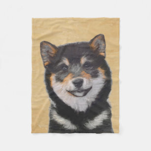 Cobertor De Velo Pintura de Shiba Inu (Preto e Adulto) - Arte Canin