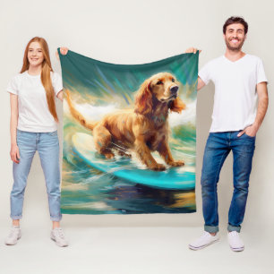 Cobertor De Velo Pintura de surf em praia em Cocker Spaniel