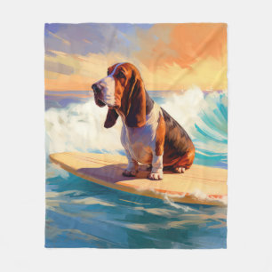 Cobertor De Velo Pintura de Surf na Praia do Basset Hound