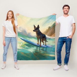Cobertor De Velo Pintura de Surf na Praia do Kelpie Australiano