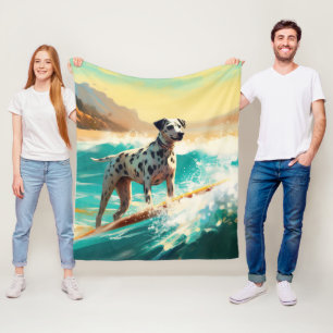 Cobertor De Velo Pintura de surfe na praia Dalmation