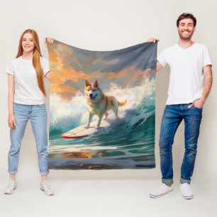 Cobertor De Velo Pintura de surfe na praia de Akita