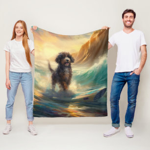 Cobertor De Velo Pintura de surfe na praia de Bernedoodle