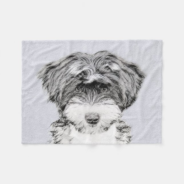 Cobertor De Velo Pintura de Terrier Tibetano - Arte de cão original (Frente (Horizontal))