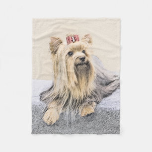 Cobertor De Velo Pintura de Yorkshire Terrier - Arte Original de Ca