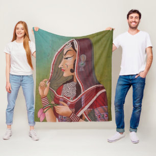Cobertor De Velo Pintura elegante de uma mulher em um Vazio Sari Sh