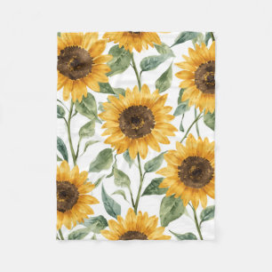 Cobertor De Velo Pintura em Aquarela de Girassóis Florais Amarelos