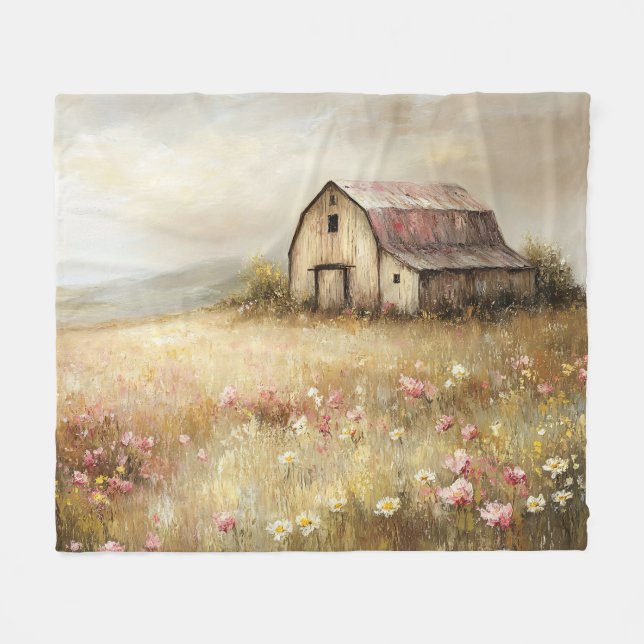 Cobertor De Velo Pintura em Campo de Flor Selvagem Russo Branca (Frente (Horizontal))