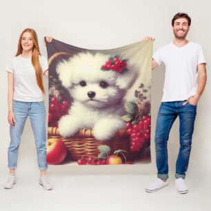 Cobertor De Velo Pintura em Cute Vintage Bichon Frisé