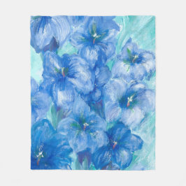 Cobertor De Velo Pintura em flor selvagem azul