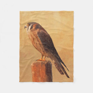 Cobertor De Velo Pintura em Kestrel Americano - Arte de Pássaro Or