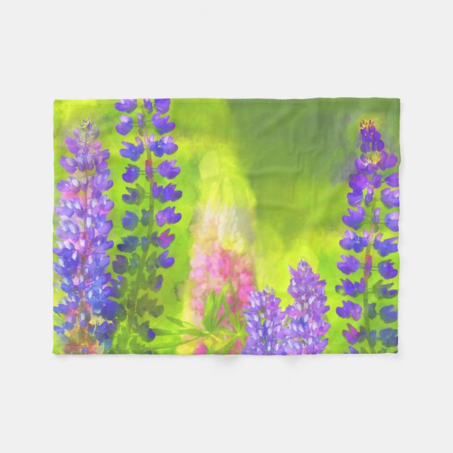 Cobertor De Velo Pintura em Lupine - Arte Flor Original (Frente (Horizontal))
