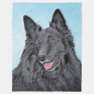 Cobertor De Velo Pintura em Sheepdog Belga - Arte Cachorro Original