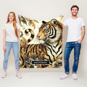 Cobertor De Velo Pintura em Tigre do Ouro Vintage