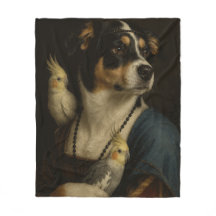 Pintura engraçada de cachorro e cockatiels do Rena