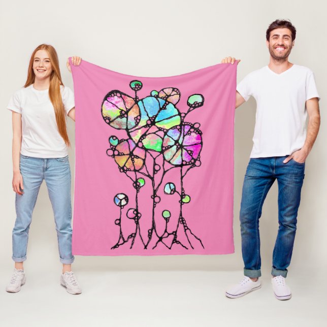 Cobertor De Velo Pintura Mão - Abstrato Tree Group 3 (In Situ)