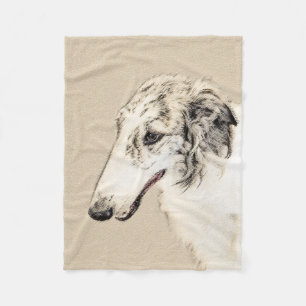 Cobertor De Velo Pintura Original de Cachorro Borzoi (Silver Brindl