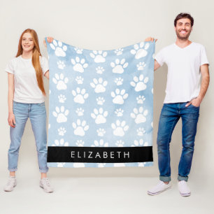 Cobertor De Velo Pinturas De Cães, Patas Brancas, Aquarelas Azuis, 